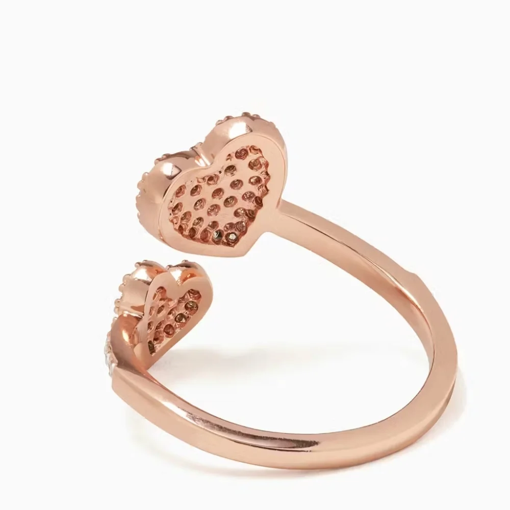 Kate Spade Yours Truly Pave Heart Ring Adjustable Clear/Rosegold - New with Tags